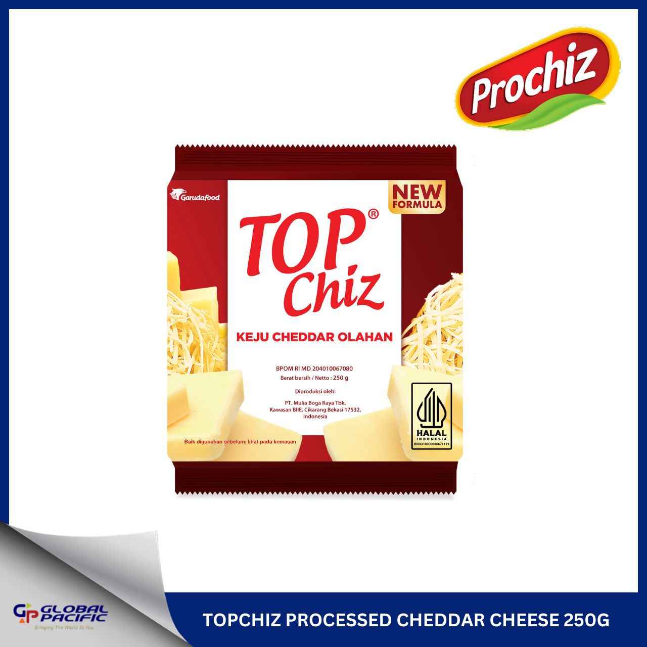 TOPCHIZ PROCESSED CHEDDAR CHEESE 250G