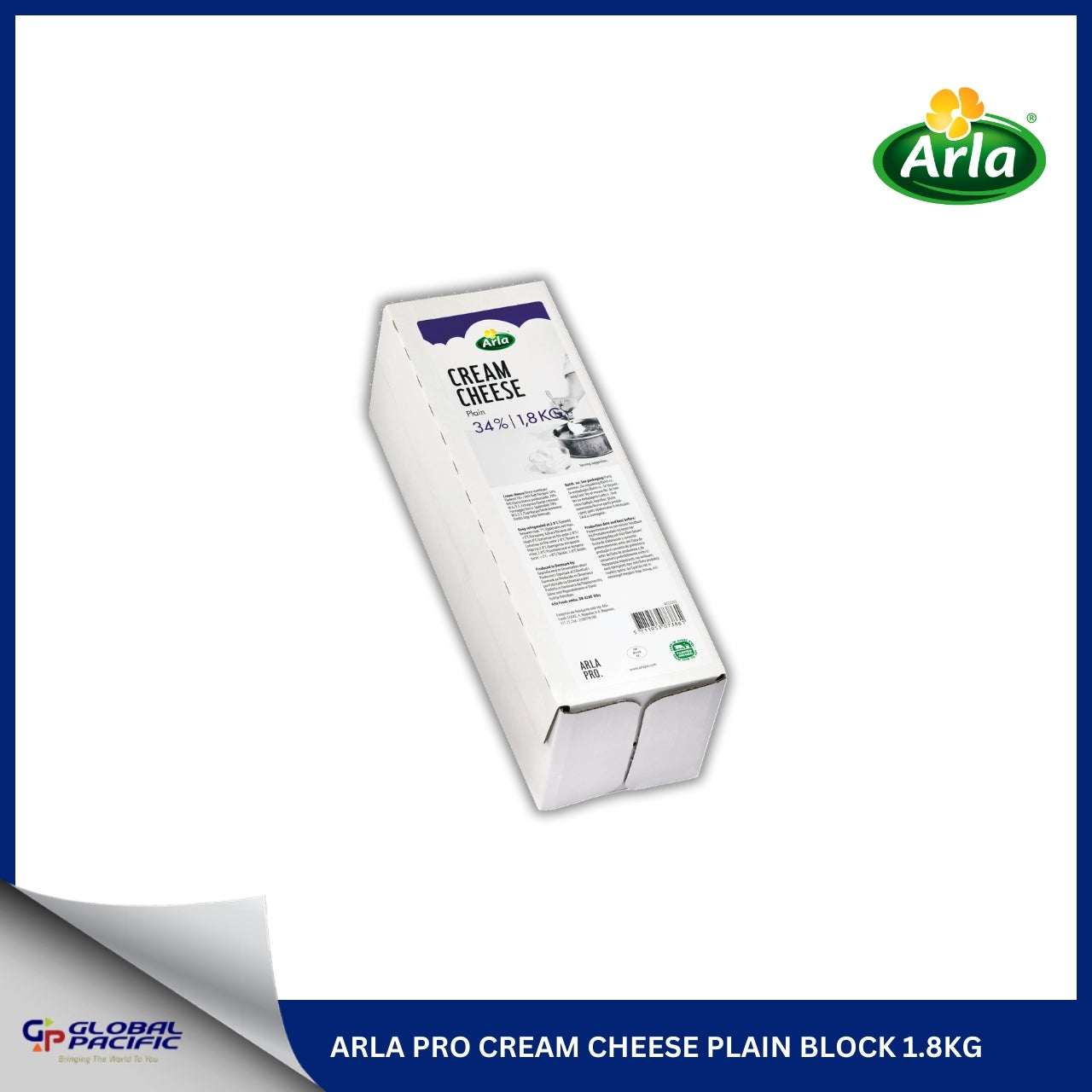 ARLA PRO CREAM CHEESE PLAIN BLOCK 1.8KG