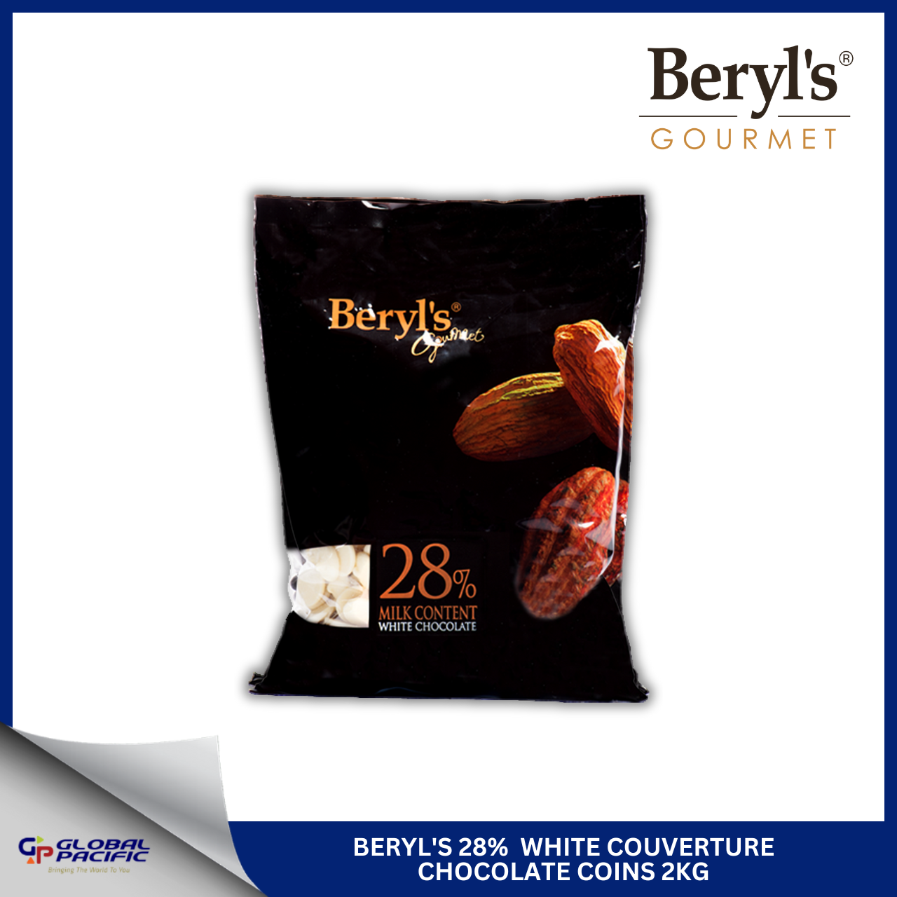 BERYL'S 28% WHITE COUVERTURE CHOCOLATE 1.5KG