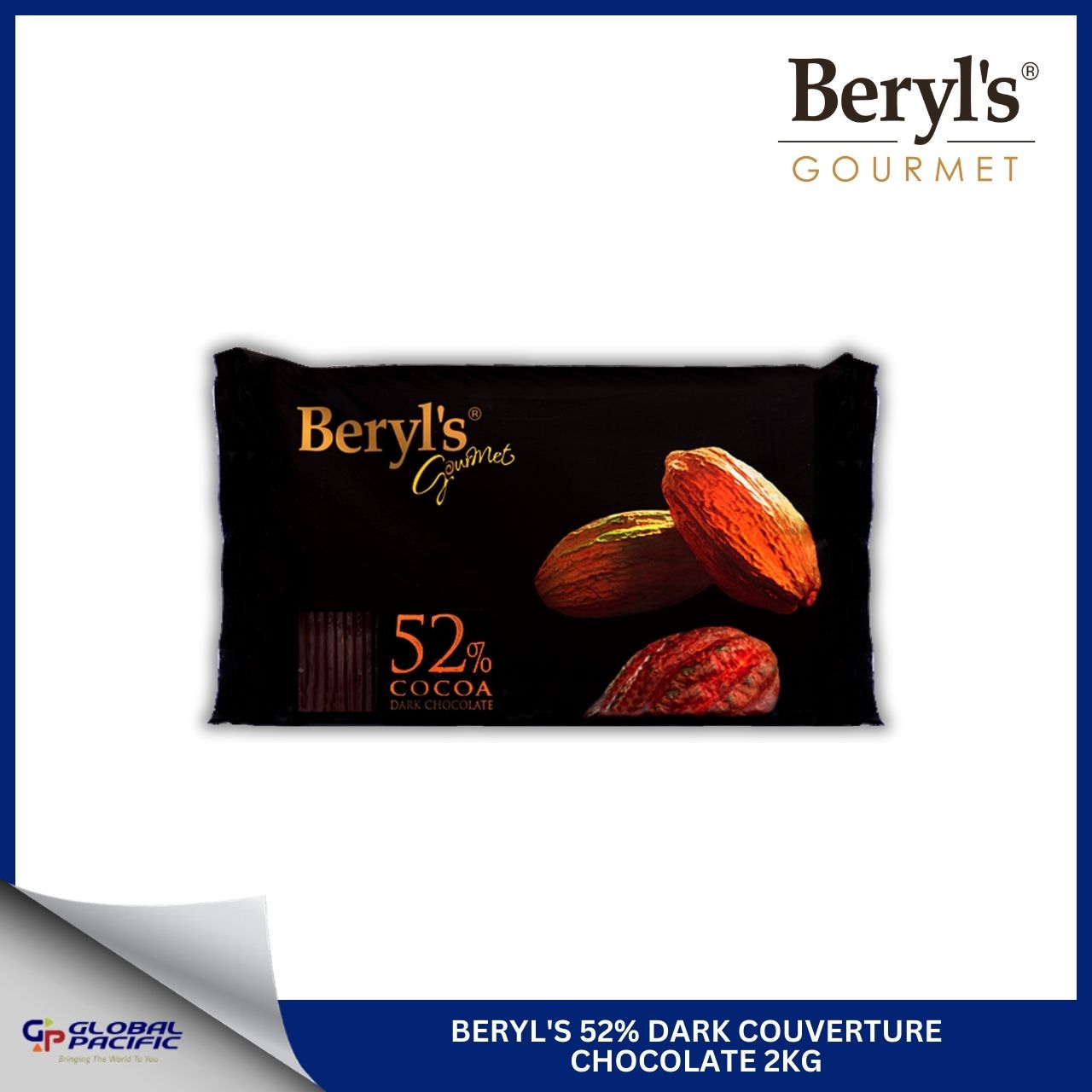 BERYL'S 52% DARK COUVERTURE CHOCOLATE 2KG