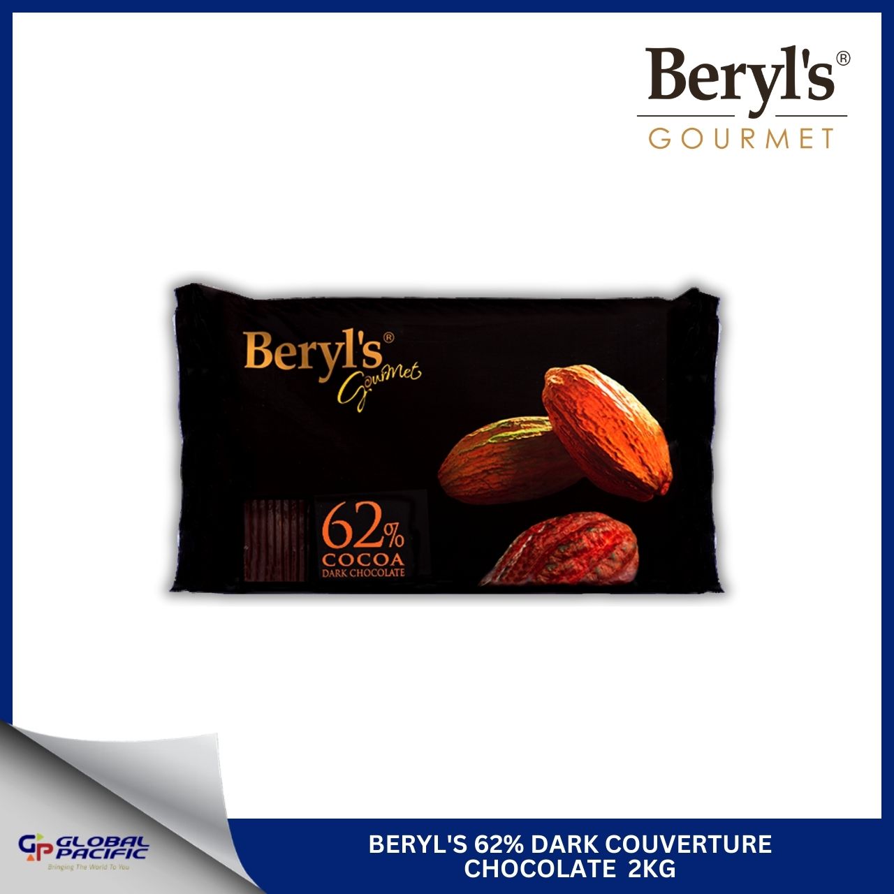 BERYL'S 62% DARK COUVERTURE CHOCOLATE 2KG