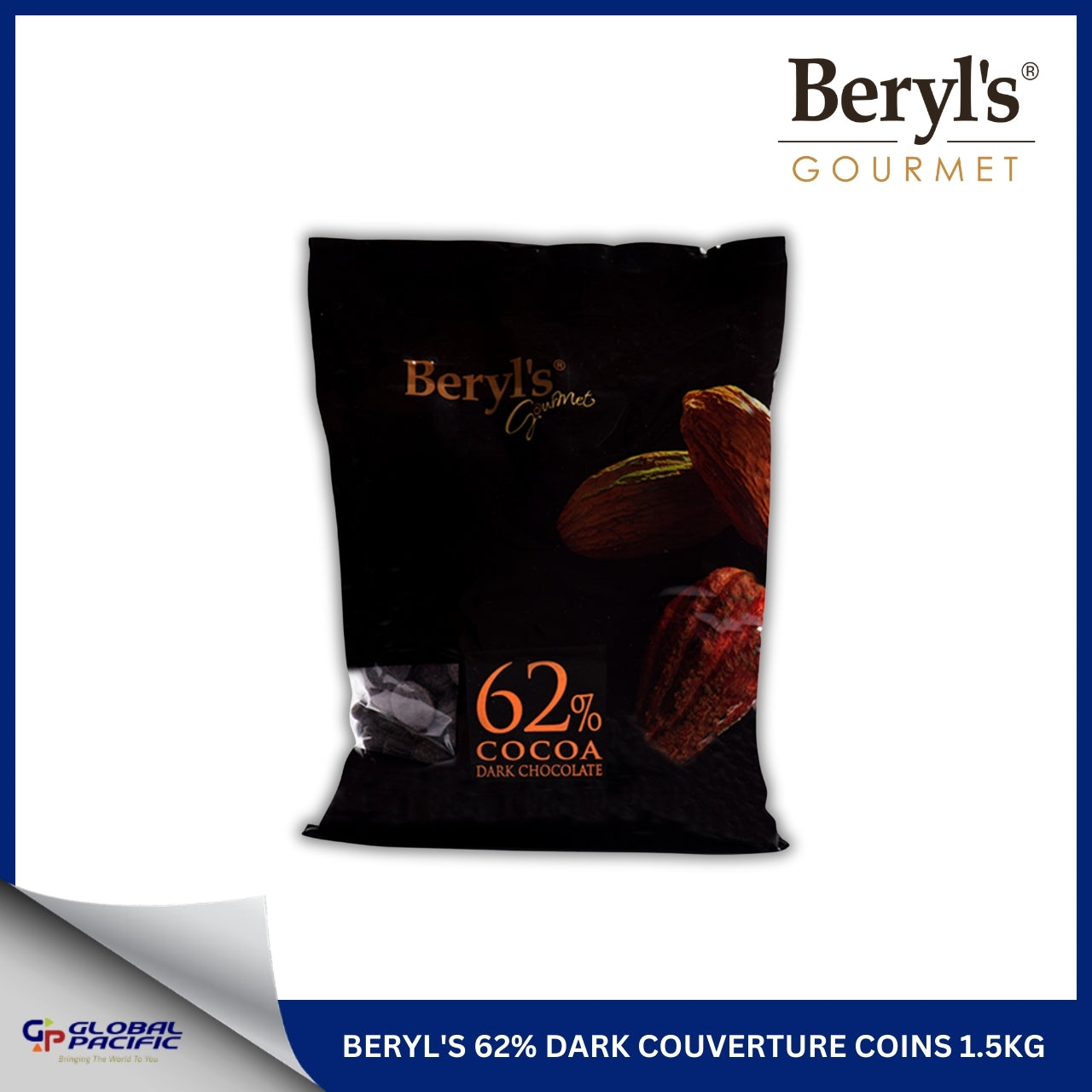 BERYL'S 62% DARK COUVERTURE COINS 1.5KG