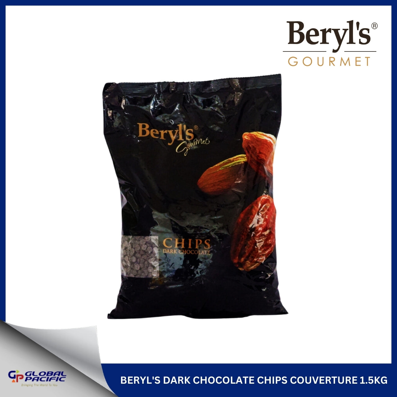 BERYL'S DARK CHOCOLATE CHIPS COUVERTURE 1.5KG