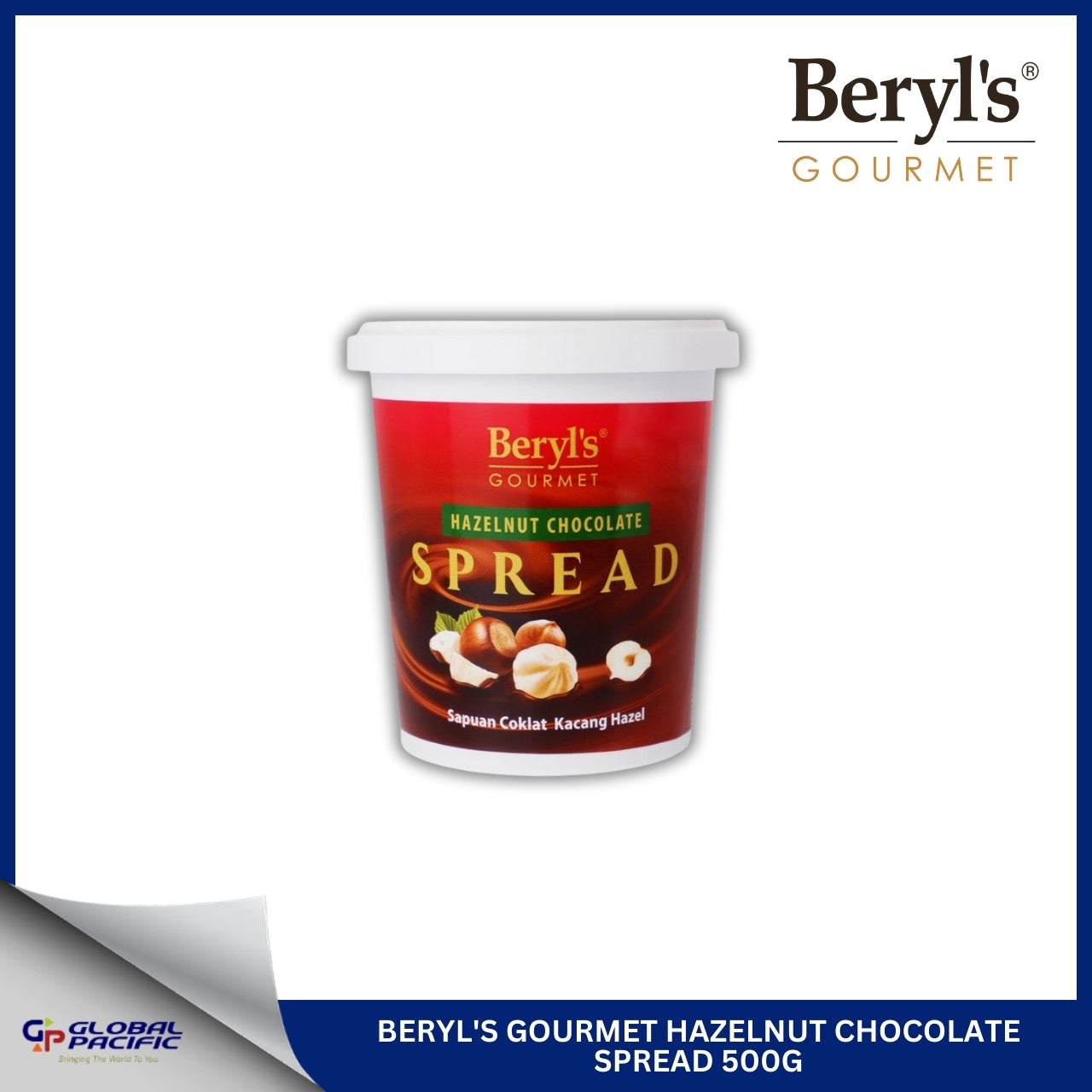 BERYL'S GOURMET HAZELNUT CHOCOLATE SPREAD 500G