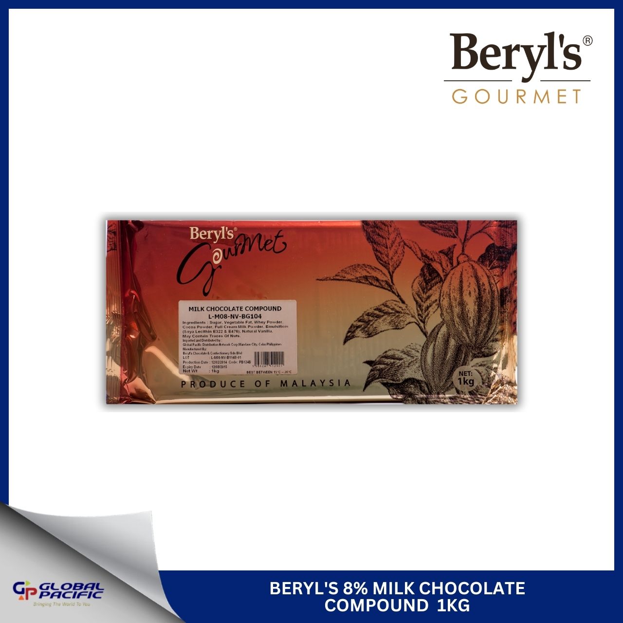 BERYL'S 8% MILK CHOCOLATE COMPOUND