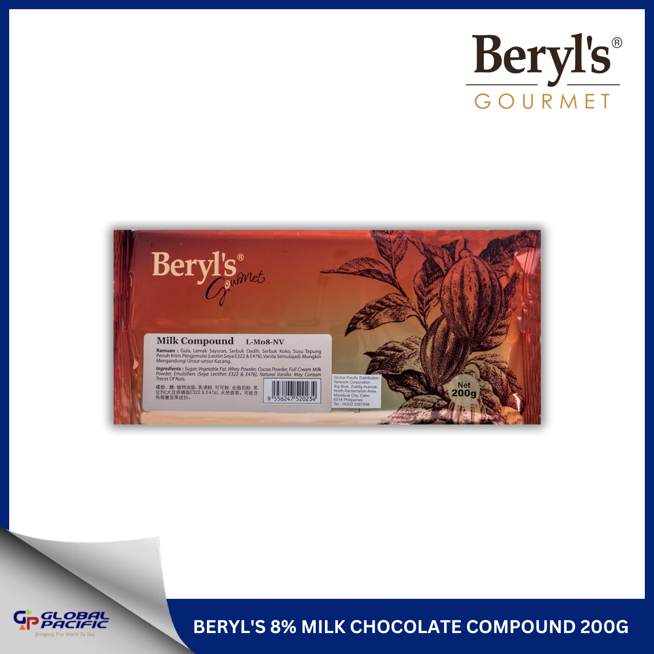 BERYL'S 8% MILK CHOCOLATE COMPOUND