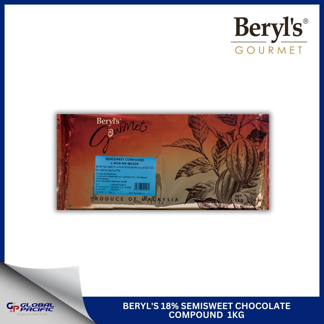 BERYL'S SEMISWEET CHOCOLATE COMPOUND 1KG