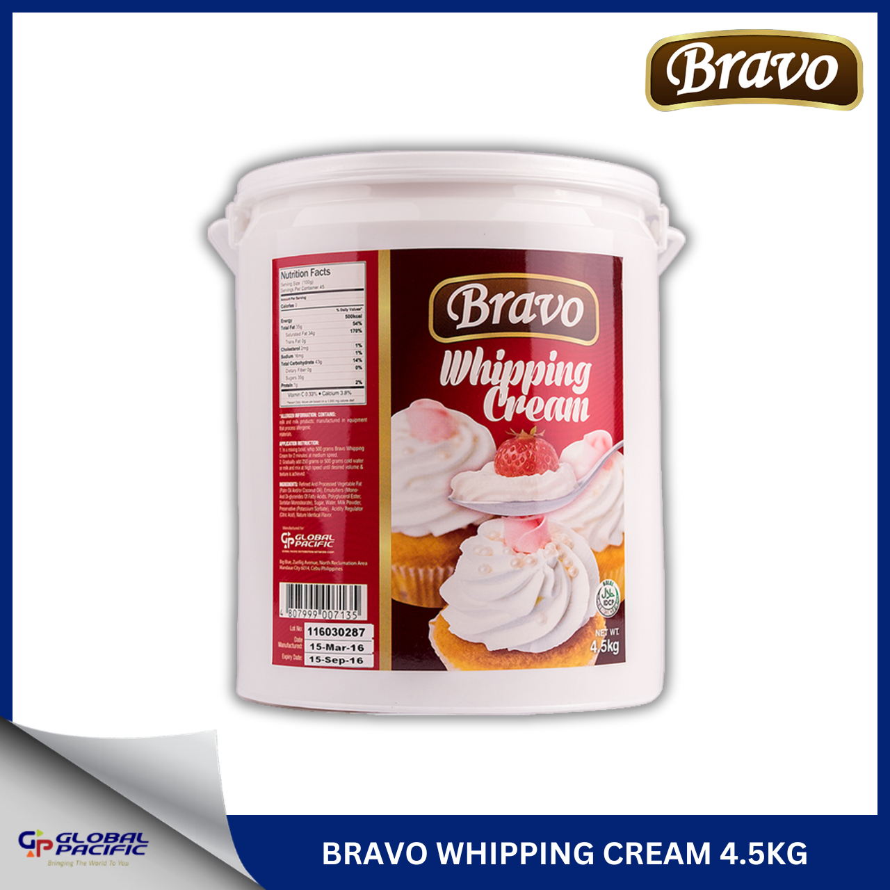 BRAVO WHIPPING CREAM 4.5KG