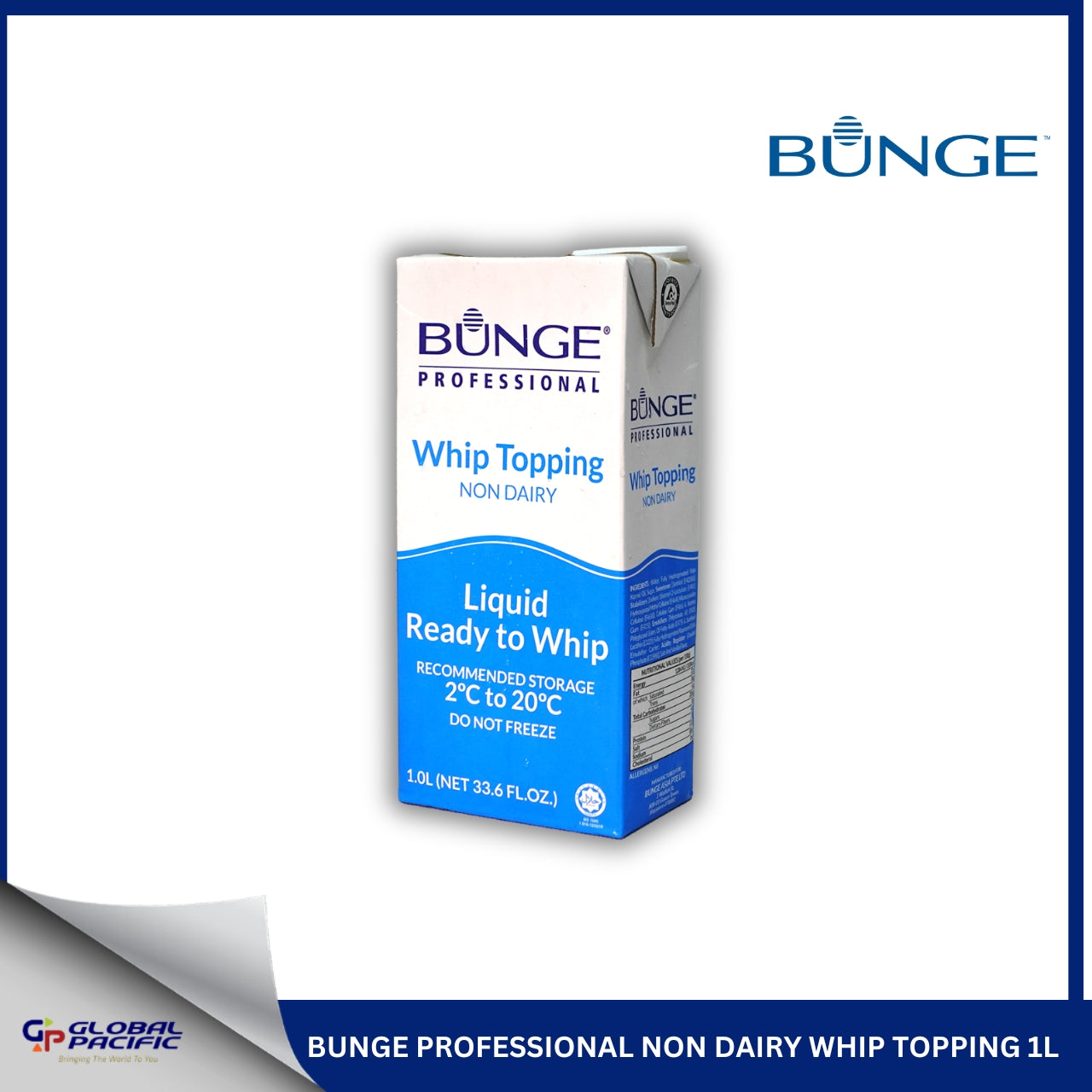 BUNGE PROFESSIONAL NON DAIRY WHIP TOPPING 1L