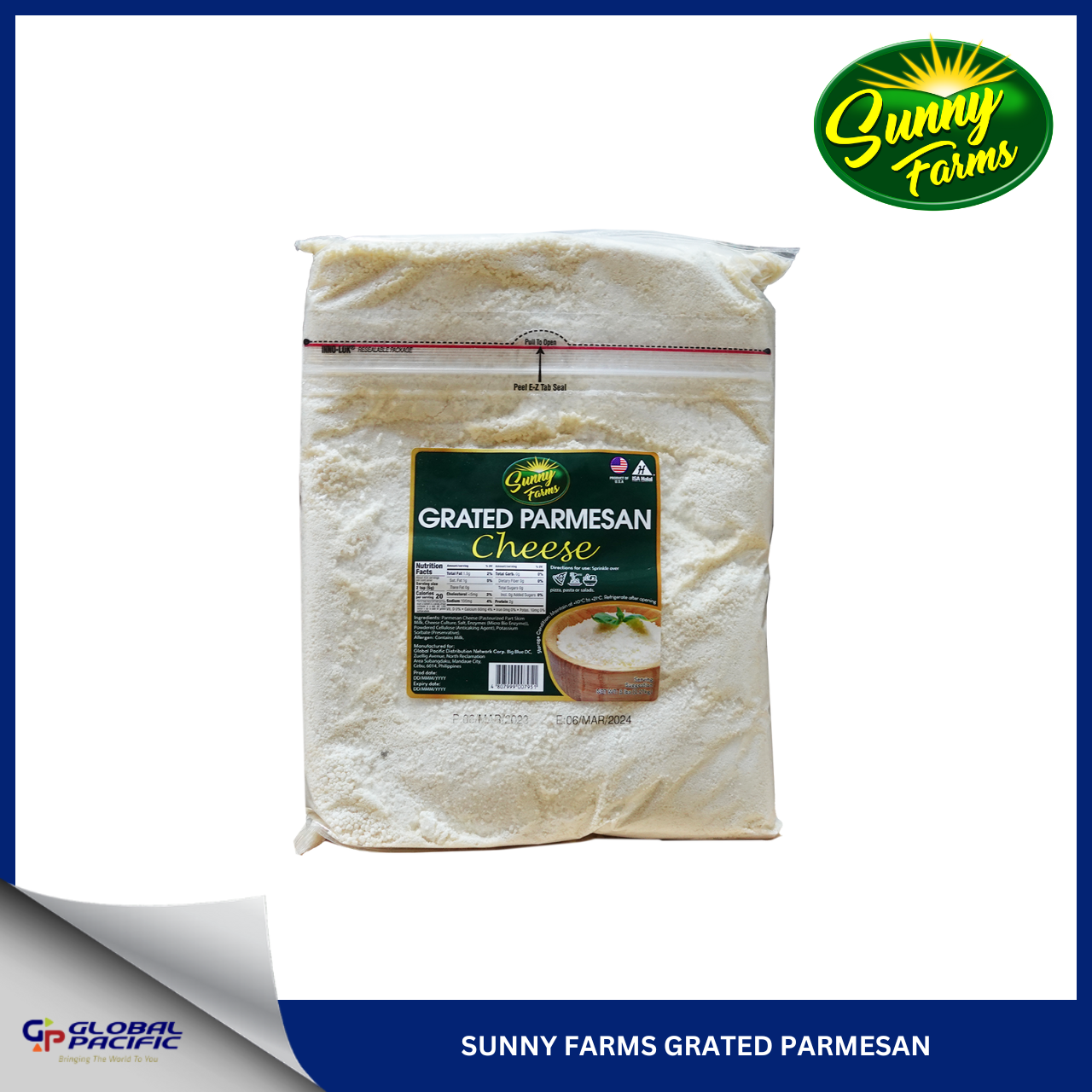 SUNNY FARMS GRATED PARMESAN CHEESE 2.27KG