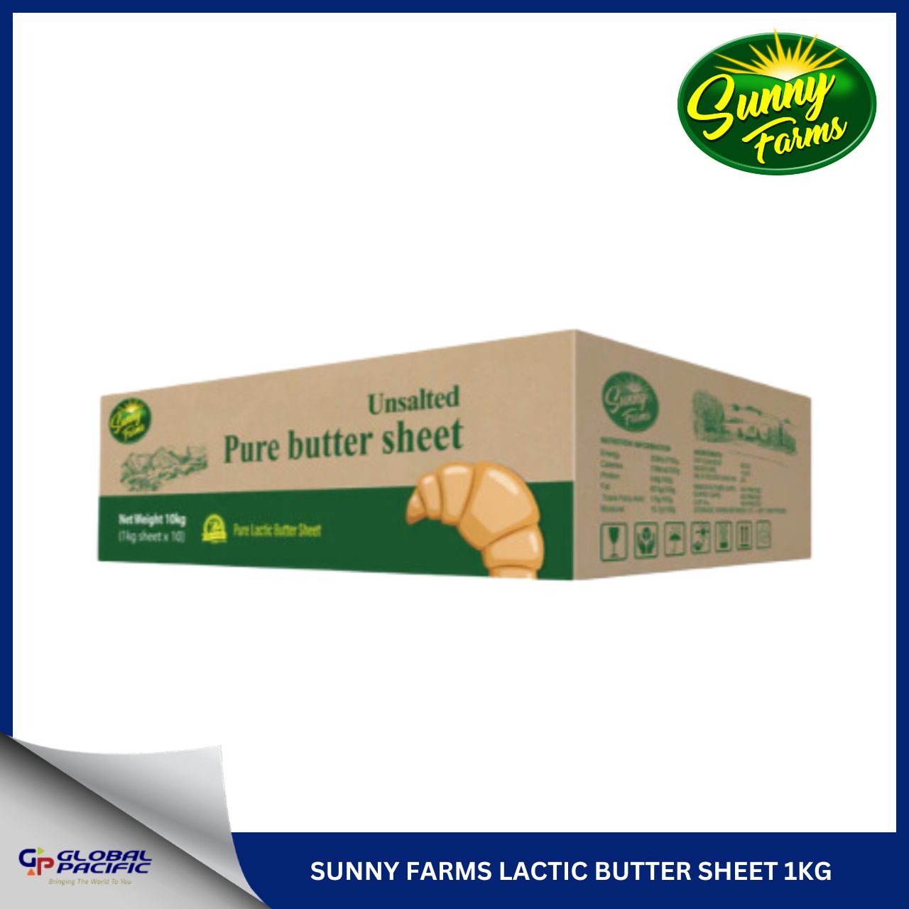 SUNNY FARMS PURE LACTIC BUTTER SHEET UNSALTED 1KG