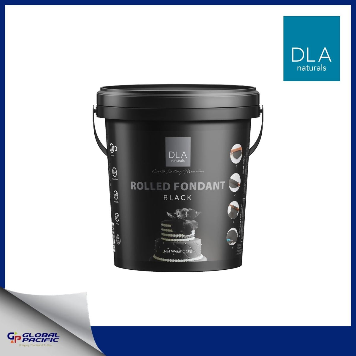 DLA FONDANT DOUGH BLACK 1KG - 30% - 01.15.27