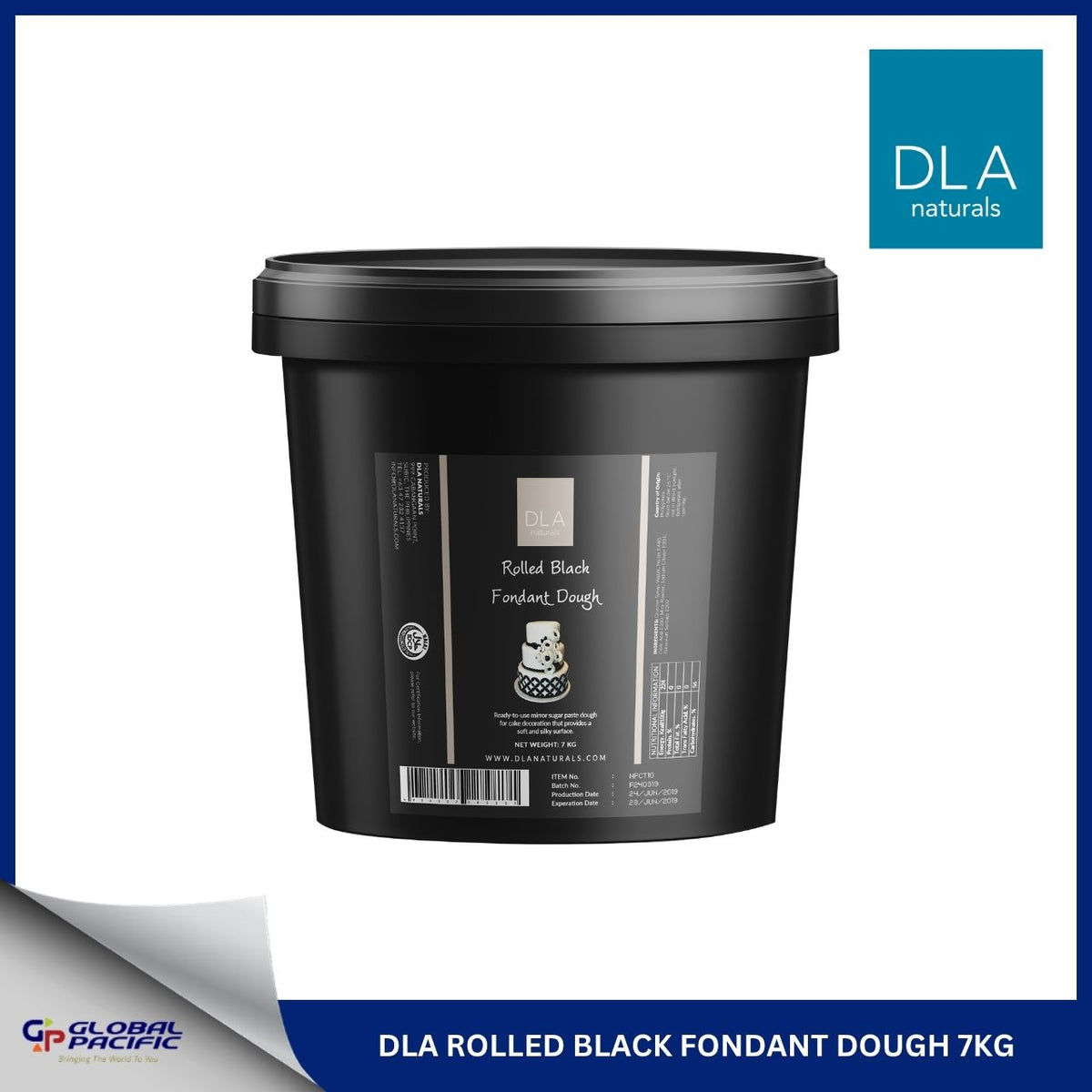 DLA FONDANT DOUGH BLACK 7KG - 70% - 11.17.26